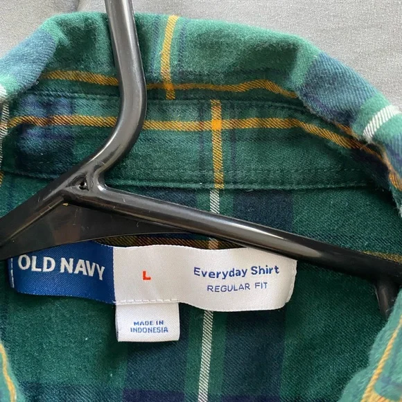 Old Navy Green Plaid Men's Shirt Size Large - Picture 2 of 3